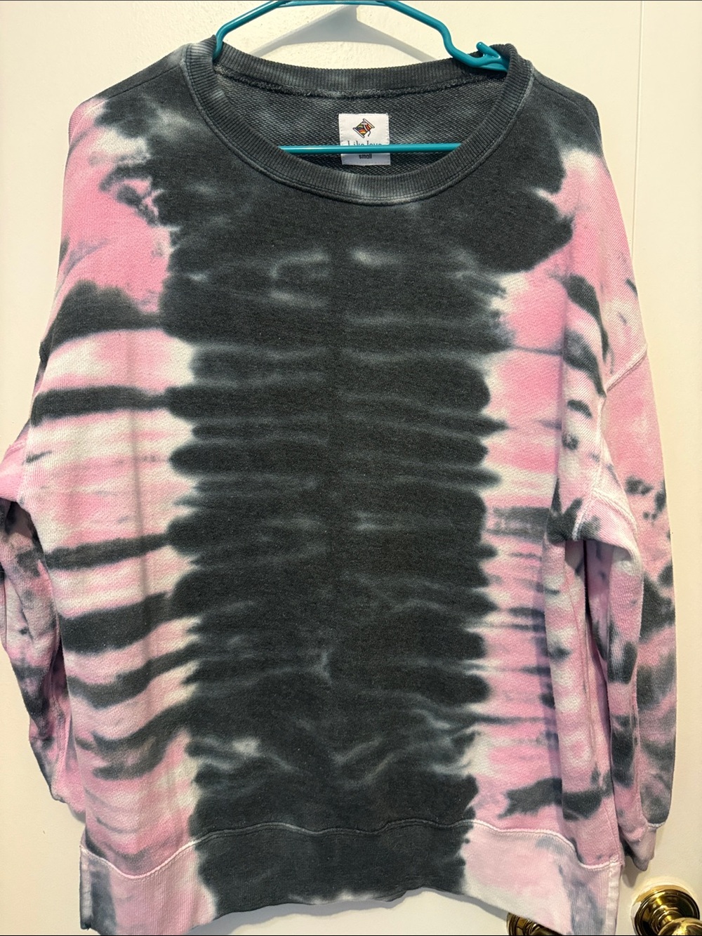 Pink and Charcoal Tie-Dye Crewneck Sweatshirt